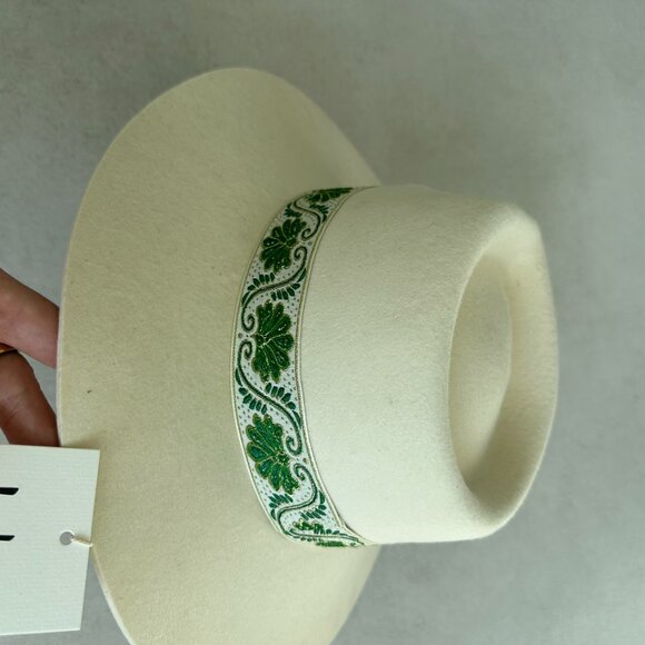 NWT Lack of Color Ivy Beverly Wool Felt Fedora Hat Ivory French Ribbon Band - Picture 8 of 13